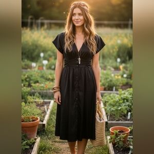 LOST + Wander black midi dress size XS